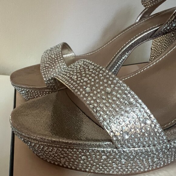 BCBGeneration "Pristal" Rhinestone Platform Sandal - Size 8 - Color Platino - Picture 12 of 13